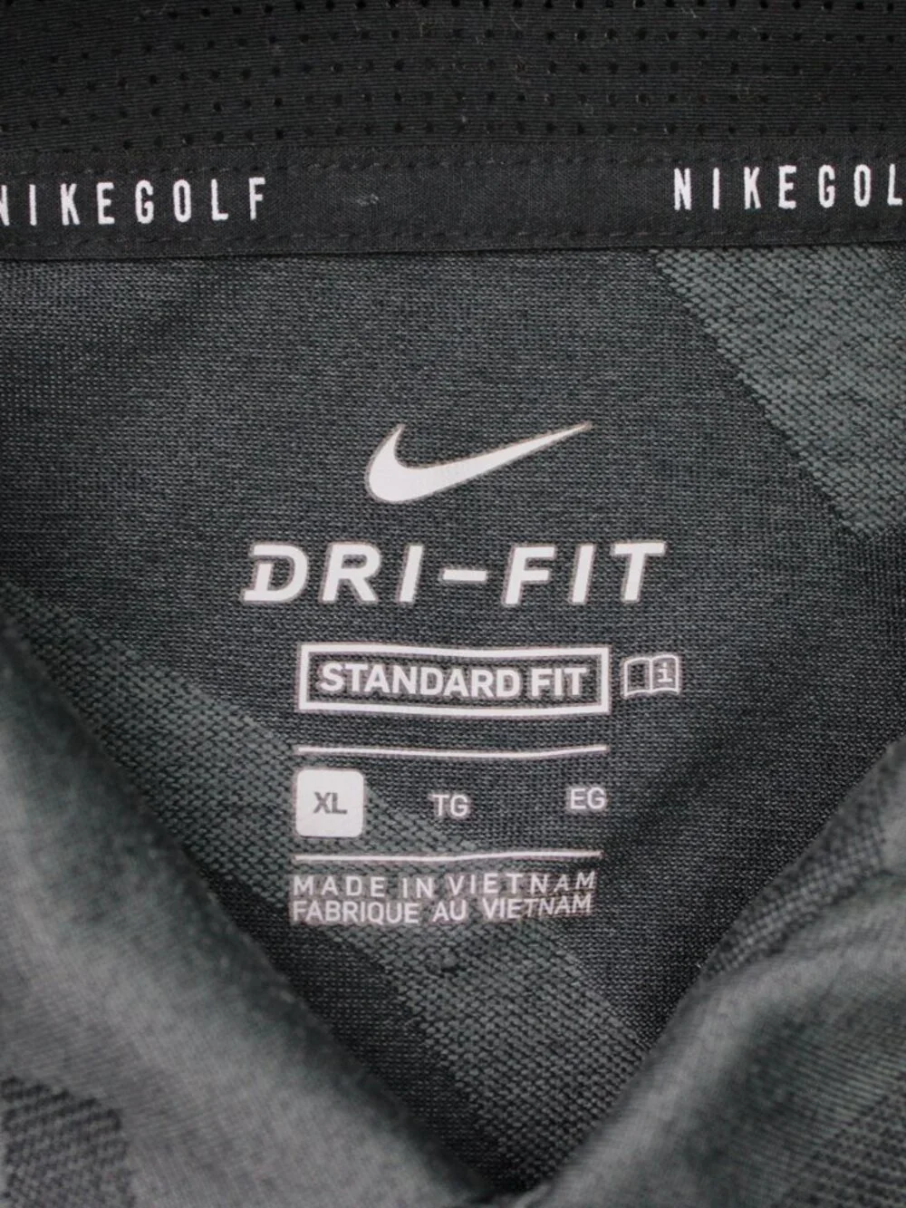 Nike Polo Shirt Mens XL Gray Geometric Dri-Fit Vapor Line Jacquard Golf S/S